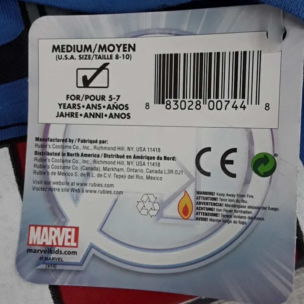 Rubies Captain America Costume Shirt Boys Size M Marvel Superhero Mask Set - Picture 4 of 6